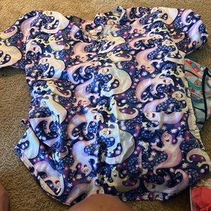 Cute ghost purple scrub